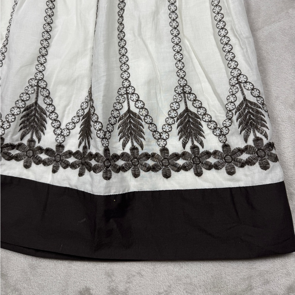 Ann Taylor Factory Boho A Line Cotton Embroidered Floral White Brown Skirt 0 - Picture 4 of 15